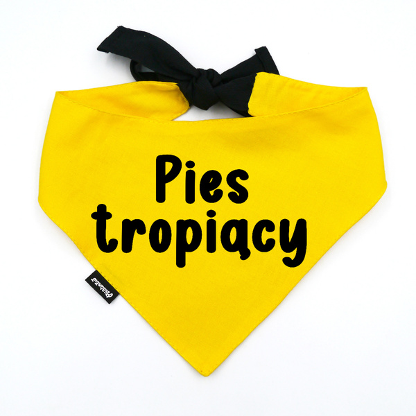 Bandana dla Psa - PIES RATOWNIK - Psiakrew, personalizowana wiązana chusteczka, żółta apaszka