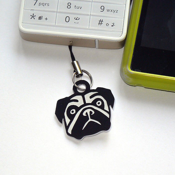 Pug dog pendant, tag, charms