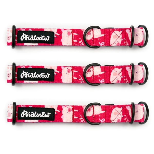 Half-Choke-Halsband Piggy in Love , 2 cm breit, für kleine Hunde, schwarze Accessoires