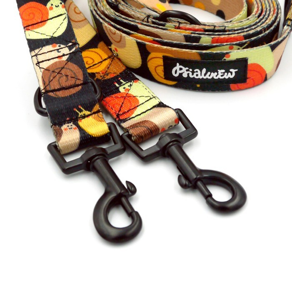 Hundeleine Snail Family Psiakrew, Breite 2,5 cm, Karabiner 6 cm schwarz