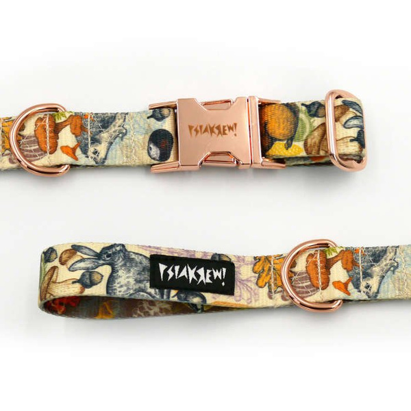 Dog Collar Psiakrew Forest Treasures 2.5 cm, 1" wide, pink gold clip