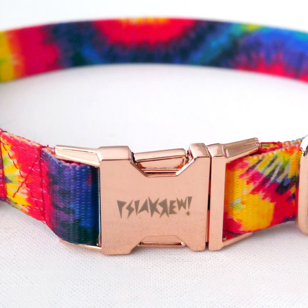 Dog Collar Psiakrew Tie Dye 2.5 cm 1" wide, pink gold