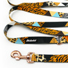 Dog Leash Wild Animals width 2.5 cm, 1" wide, pink gold, big snap hook 8 cm