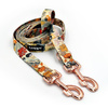Dog Leash Forest Treasures width 2.5 cm, 1"  wide. pink gold, big snap hook 8 cm