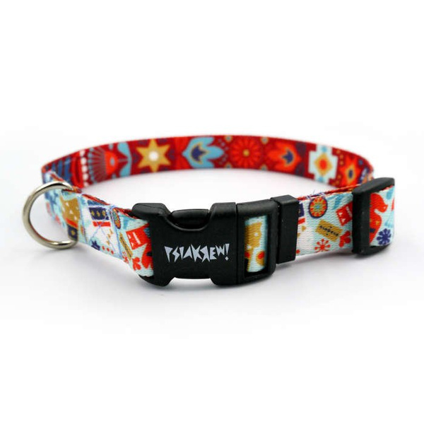 Dog Collar Psiakrew Winter Folk, 2 cm 0.78"  wide, for smaller dogs