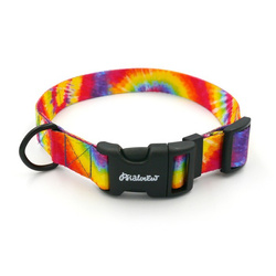 Verstellbares Halsband Tie Dye Psiakrew, 2,5 cm breit, schwarze Beschläge