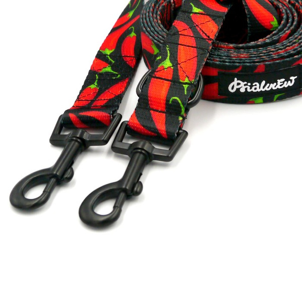 Smycz Dla Psa Przepinana Regulowana Red Hot Chili Psiakrew, 2,5 cm, karabińczyk 6cm czarny