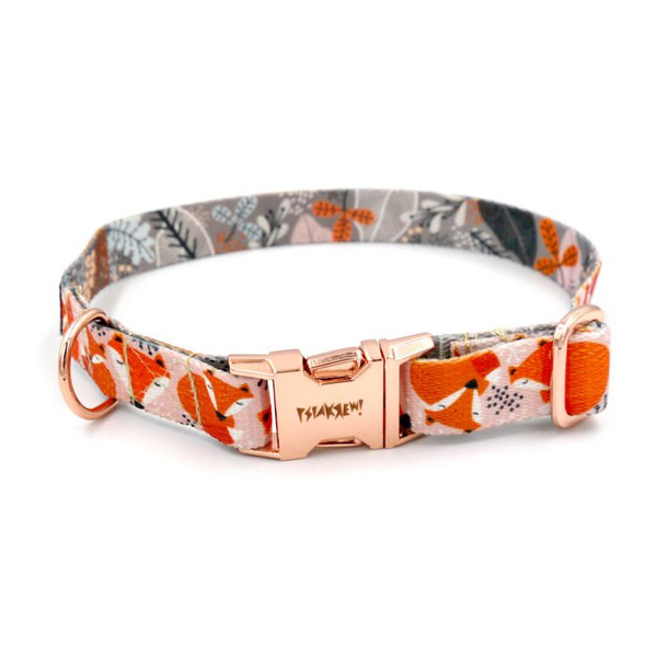 Dog Collar Psiakrew Foxy Lady, 2 cm 0.78"  wide, for smaller dogs, pink gold clip