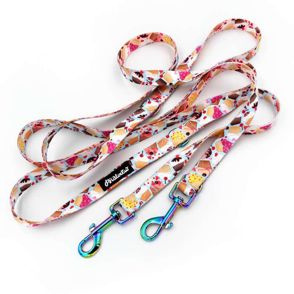 Long Dog Leash Hot Sweetness width 2 cm (0.78")  wide, Holo  petrol effect snap hook 7 cm