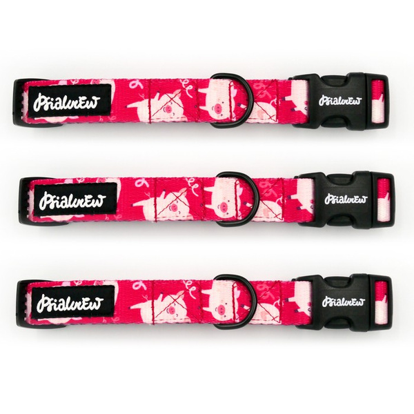 Verstellbares Halsband Piggy in Love Psiakrew, 2cm breit, schwarze Beschläge
