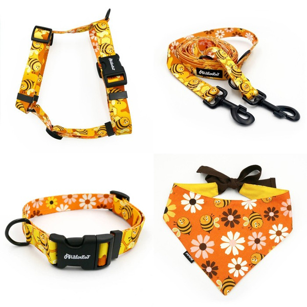 ACCESSORY KIT. Big dog. Busy Bees Psiakrew Series; Collar, Harness, Leash, Bandana