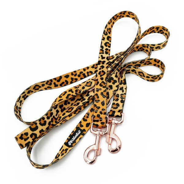 Długa Smycz Dla Psa Przepinana Tarzan Psiakrew 2,5 cm duży mocny karabińczyk, różowe złoto 8cm