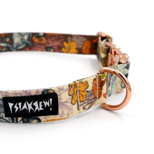 Dog Collar Psiakrew Forest Treasures 2.5 cm, 1" wide, pink gold clip