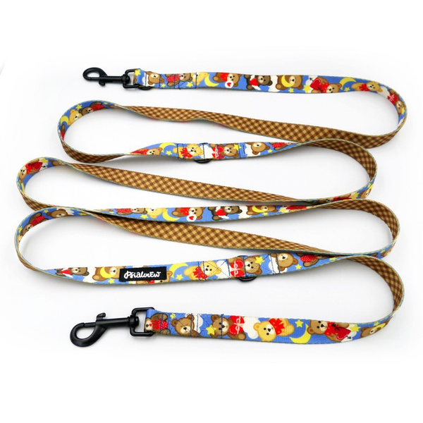 Hundeleine, lang, abnehmbar, verstellbar Teddy Bear Psiakrew, Breite 2 cm, Karabiner schwarz 7 cm