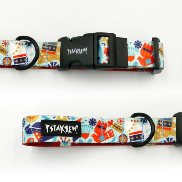 Dog Collar Psiakrew Winter Folk 2.5 cm, 1" wide, black extras