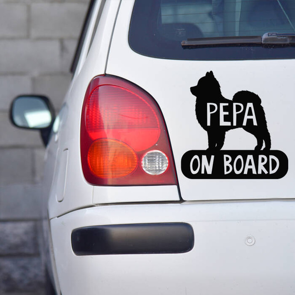 Car sticker with the name of the Pomeranian Dog On Board Psiakrew