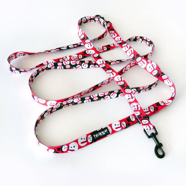 Dog Leash Snowman width 2 cm wide, black small snap hook 6 cm