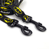 Dog Leash Batdog width 2.5 cm, 1"  wide, black, big snap hook 8 cm