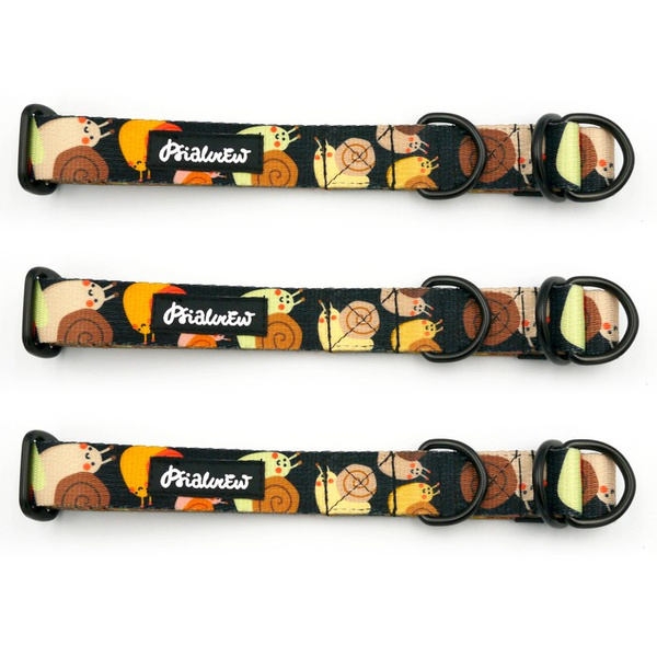 Half-choke collar Snail Family Psiakrew, 2.5 cm wide, medium and big dogs, black extras