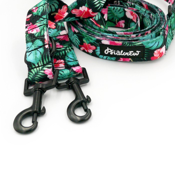 Hundeleine Tropical Monstera Psiakrew, Breite 2,5 cm, Karabiner 6 cm schwarz