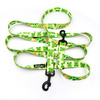Dog Leash Green Frogs width 2.5 cm, 1"  wide, snap hook black 8cm