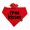 Bandana dla psa FREE KISSES Psiakrew, personalizowana wiązana chusteczka, czerwona bandana apaszka 
