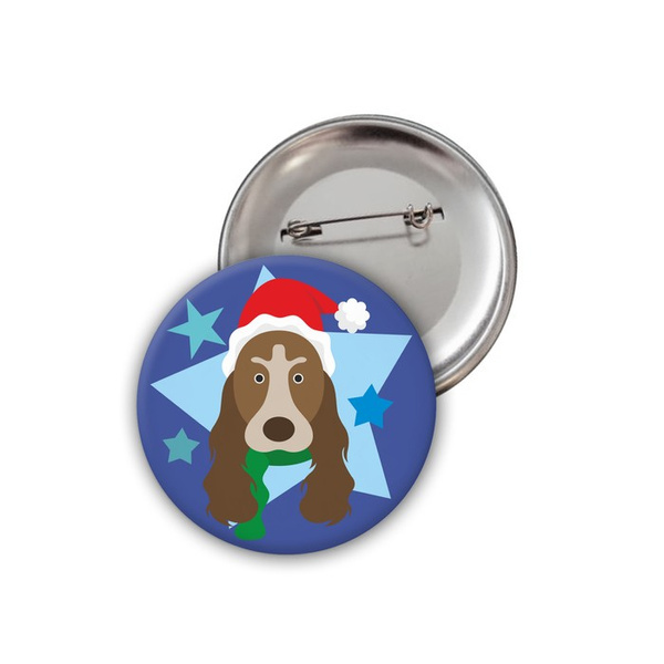 Dog Cocker Spaniel Christmas Badge Psiakrew Button Badzyk 25mm