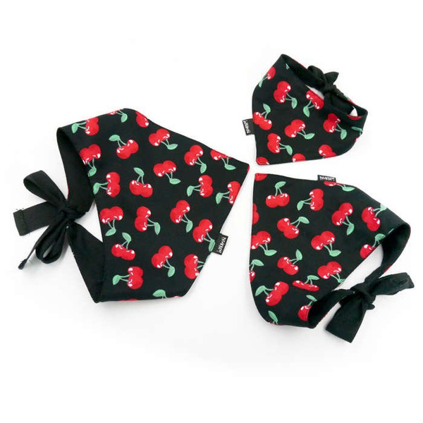 Dog Bandana Cherries handkerchief style to tie around your pet’s neck