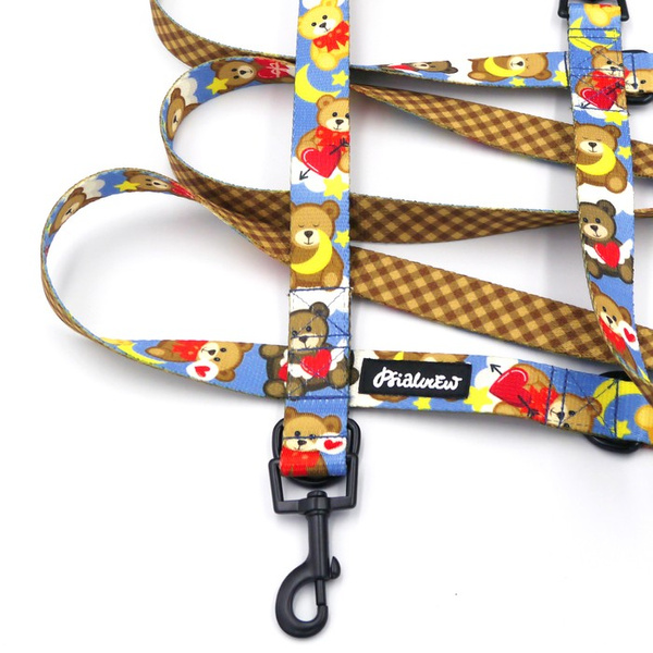 Długa Smycz Dla Psa Przepinana Regulowana Teddy Bear Psiakrew, 2,5 cm, karabińczyk 6cm czarny