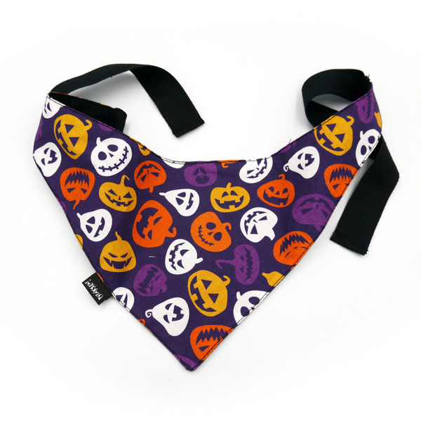 Premium Dog Bandana Terrible Pumpkin, Halloween handkerchief style to tie around your pet’s neck