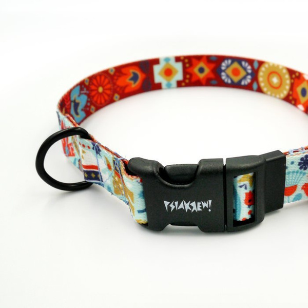Dog Collar Psiakrew Winter Folk 2.5 cm, 1" wide, black extras