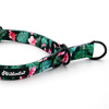 Half-choke collar Tropical Monstera, 2.5 cm wide, medium and big dogs, black extras
