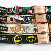 Dog Collar Psiakrew Tropical Monstera 2.5 cm, 1" wide, pink gold clip