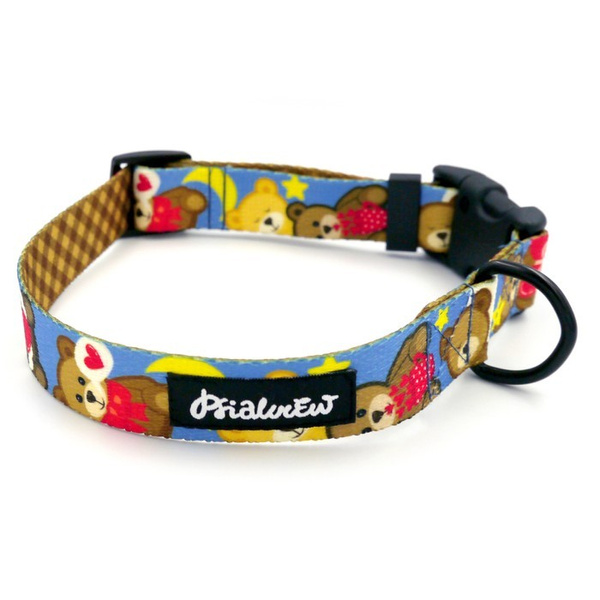 Dog Collar Teddy Bear Psiakrew 2.5 cm 1" wide, black fittings