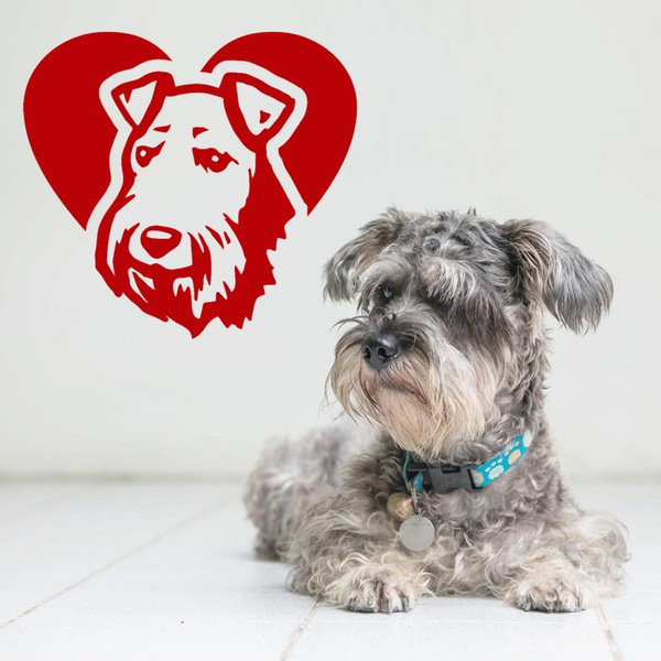 Schnauzer Love Dog wall decal Psiakrew