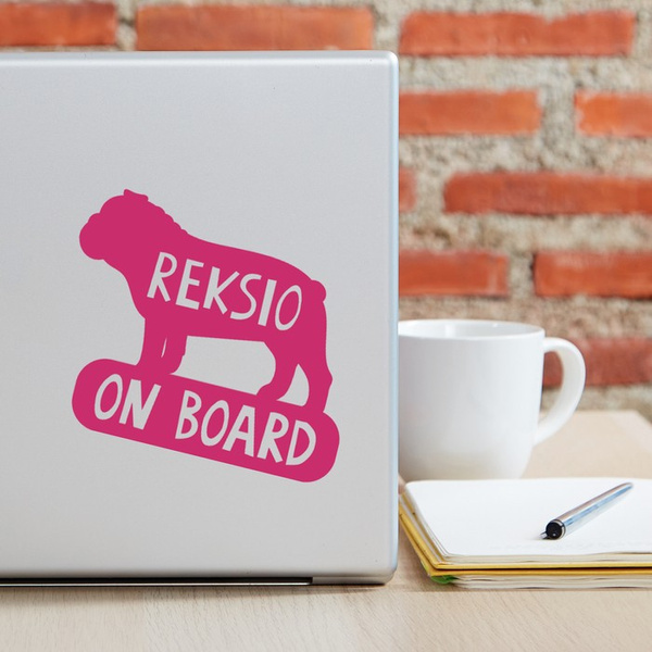 Naklejka na samochód z imieniem Psa Buldog Angielski On Board