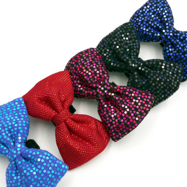 Red disco party bow tie for a dog; carnival New Year's Eve decorative bow Psiakrew