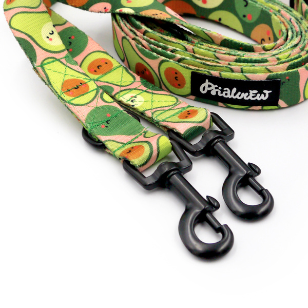 Hundeleine Guacamole Time Psiakrew Breite 2 cm, schwarzer Karabinerhaken 6 cm