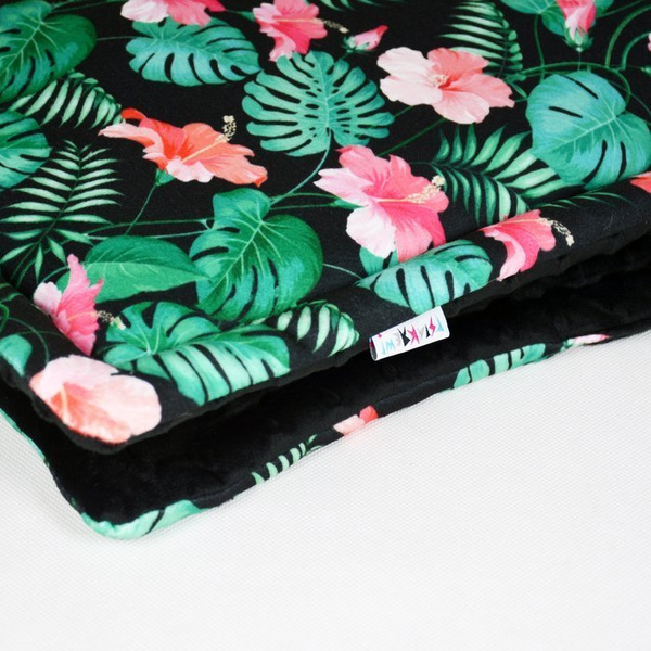 Kocyk dla psa Tropical Monstera Psiakrew, mata, pled dla psa w tropikalne wzory, polar Minky