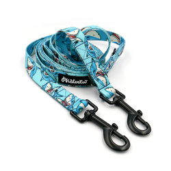 Long Dog Leash Shark Psiakrew width 2 cm (0.78"),  black snap hook 7 cm (3,15")