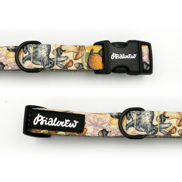 Dog Collar Forest Treasures Psiakrew, 2 cm 0.78"  wide, for smaller dogs black extras
