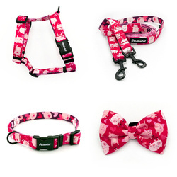 ZUBEHÖRSATZ für einen kleinen Hund Piggy in Love Psiakrew -Serie; Halsband, Geschirr, Leine, Fliege