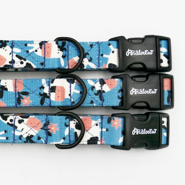 Dog Collar Psiakrew Spotted Cow, 2 cm 0.78" wide, for smaller dogs black extras