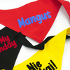 Bandana z imieniem Psa Psiakrew, personalizowana chusteczka czerwona apaszka niebieski napis