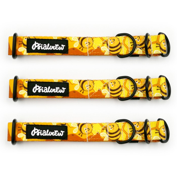 Half-Choke-Halsband Fleißige Bienen, 2 cm breit, für kleine Hunde, schwarze Accessoires