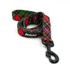 Smycz spacerowa miejska dla Psa Tartan Psiakrew szerokość 2,5 cm, duży czarny karabińczyk 8cm