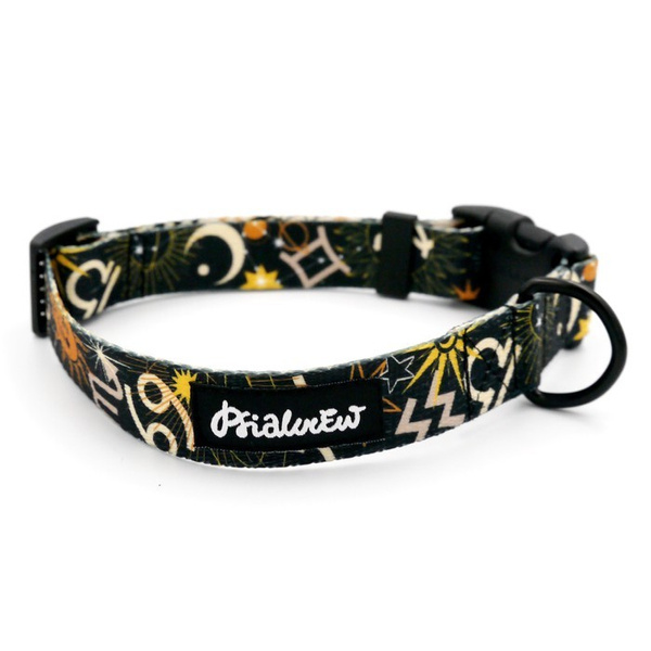 Dog Collar Psiakrew Zodiac 2.5 cm wide, black extras