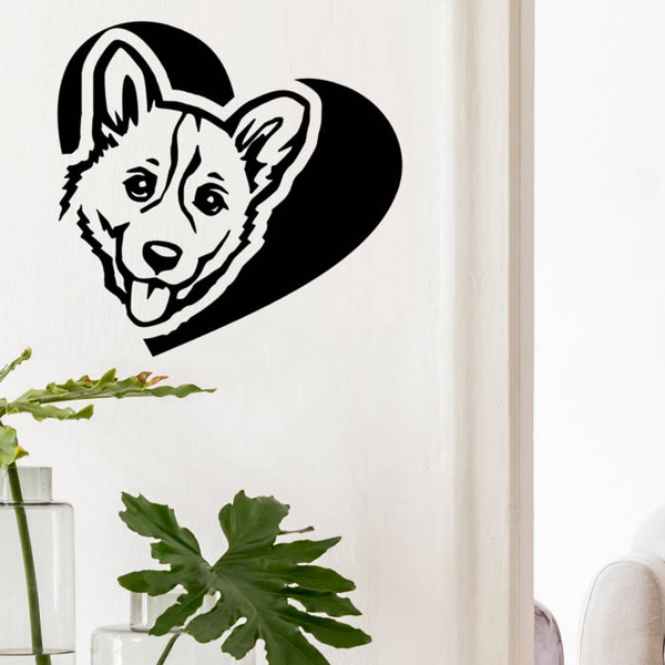 Naklejka na ścianę, auto Pies Corgi Love Psiakrew