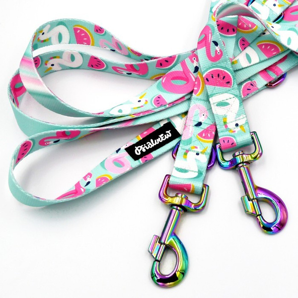 Dog Leash -Azure Pool, width 2.5 cm, 1"  wide, holo snap hook 8cm, Psiakrew