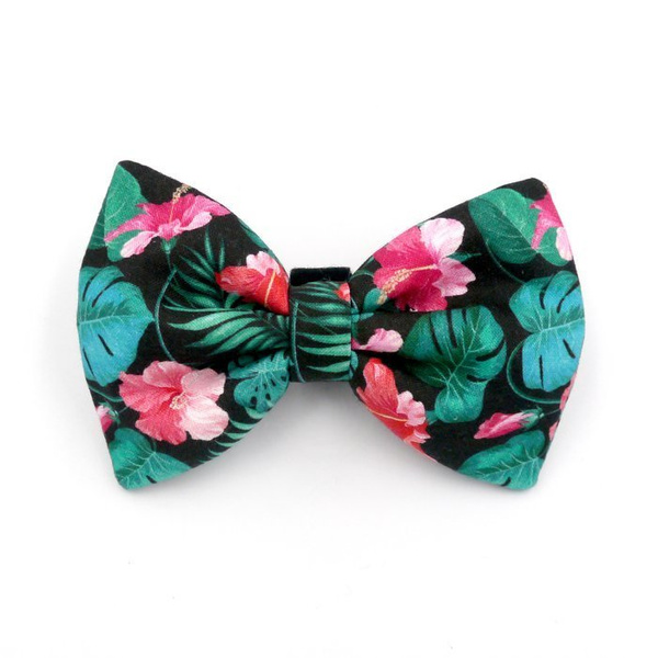 Dog Bow Tie Tropical Monstera, Pet Bow Tie, Bowtie, Collar Attachment